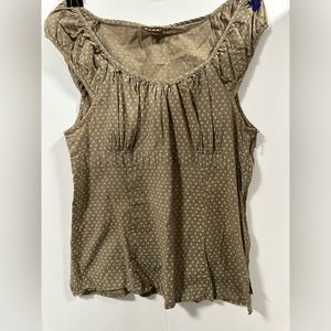 KUHL womens olive green/tan top sleeveless with side zip size M